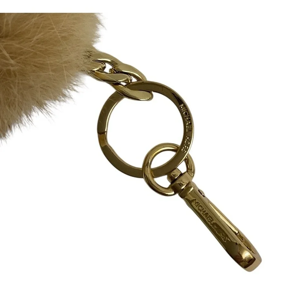 Michael Kors Pom Pom Keychain Womens Tan Gold